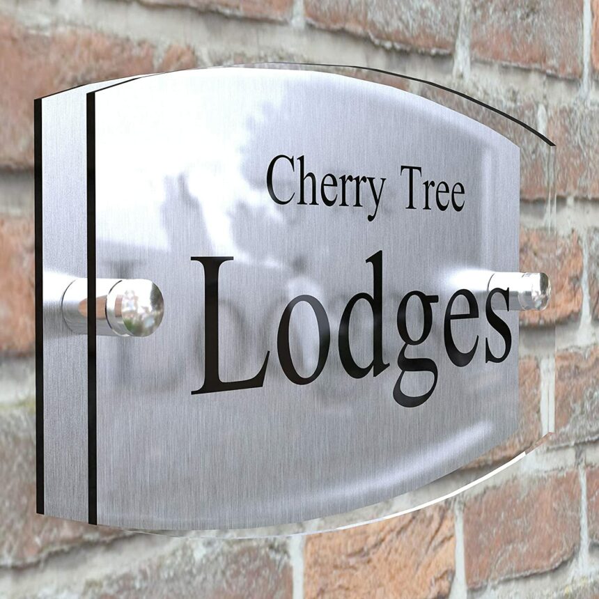 House Sign Stylish Dual Layer Wall Gate Door Number Street Name Home