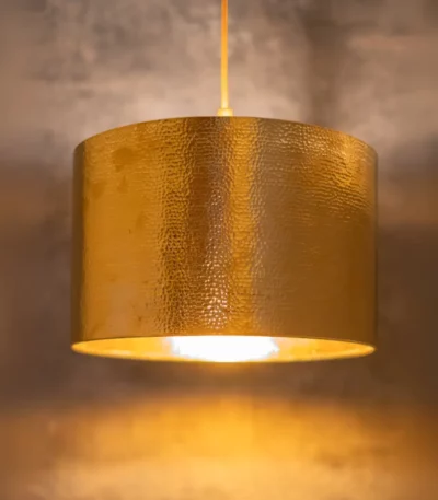 Hammered Brass Cylinder Pendant Light
