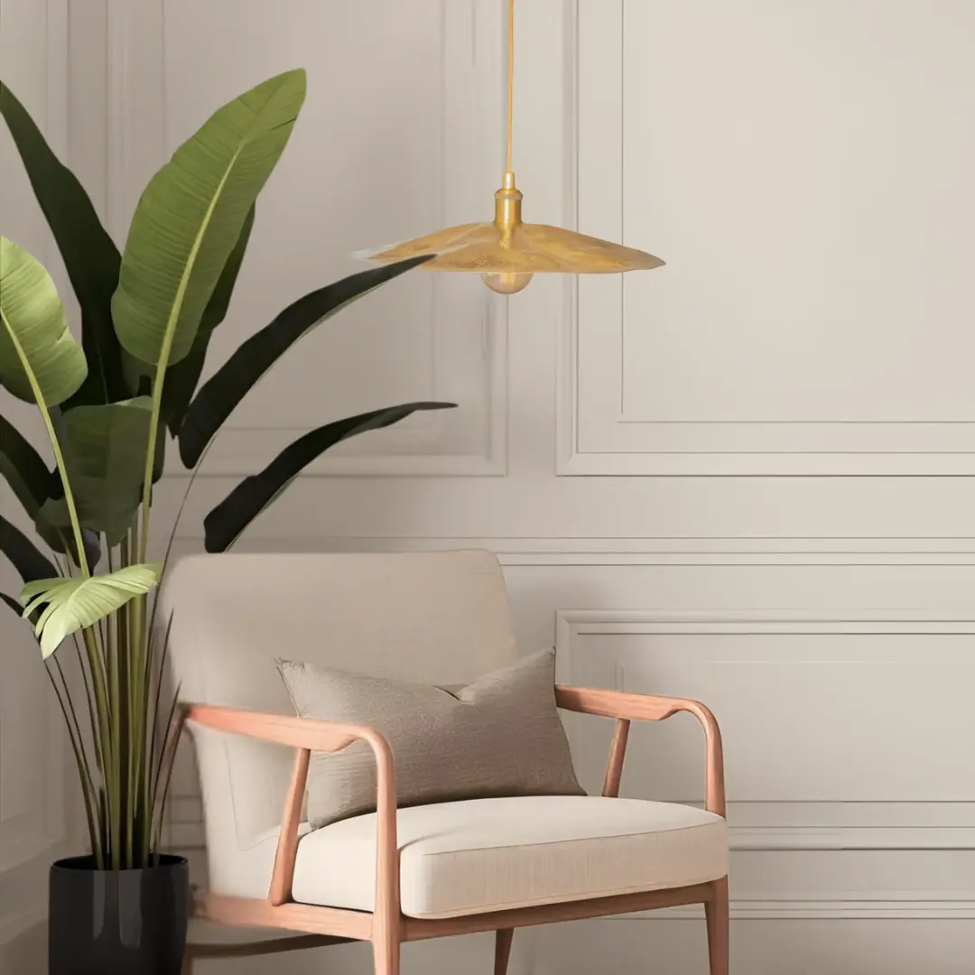 Hammered Brass Disc Pendant Light