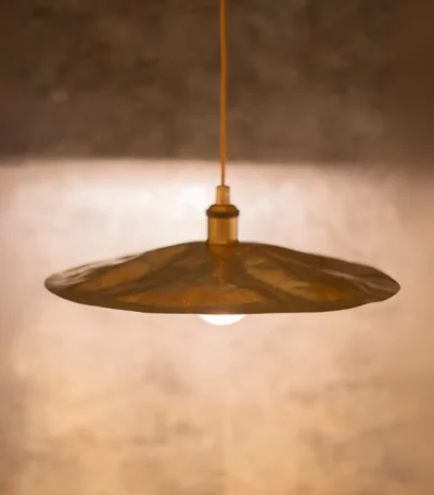 Flat Disc Pendant Light Antique Brass