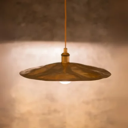 Flat Disc Pendant Light Antique Brass