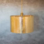 Hammered Brass Cylinder Pendant Light
