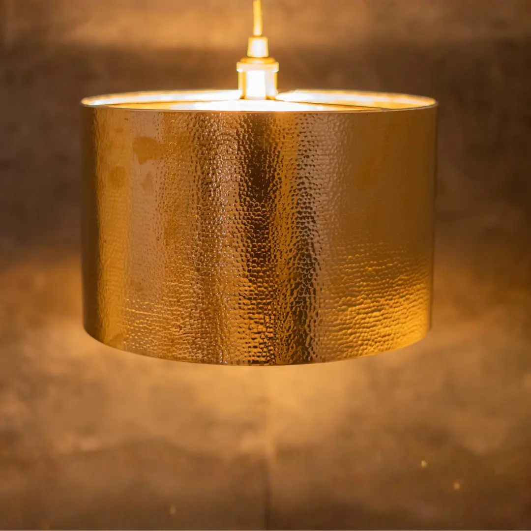 Hammered Brass Cylinder Pendant Light