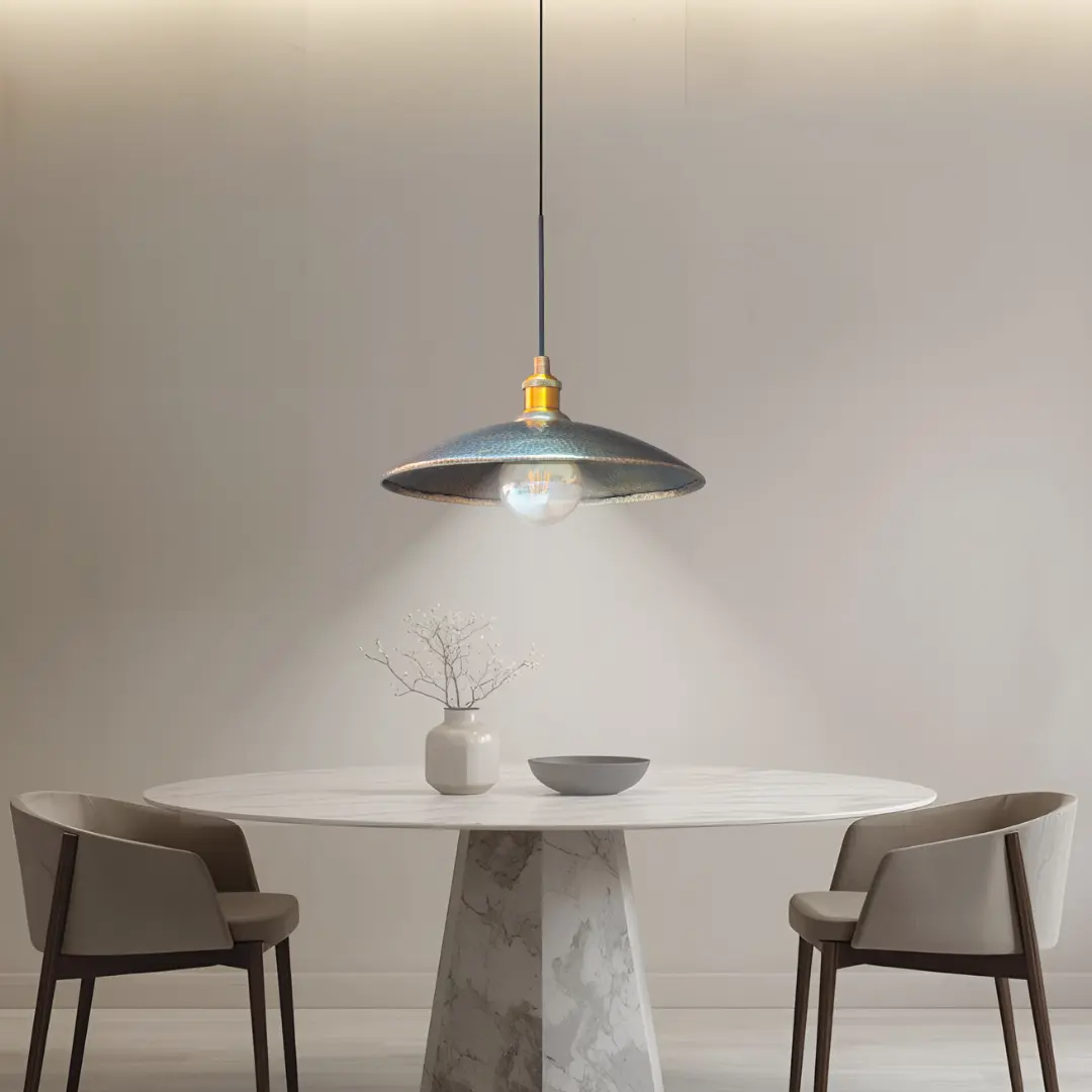 Brass Ceiling Light – Vintage Hammered Bronze Pendant