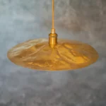 Flat Disc Pendant Light Antique Brass