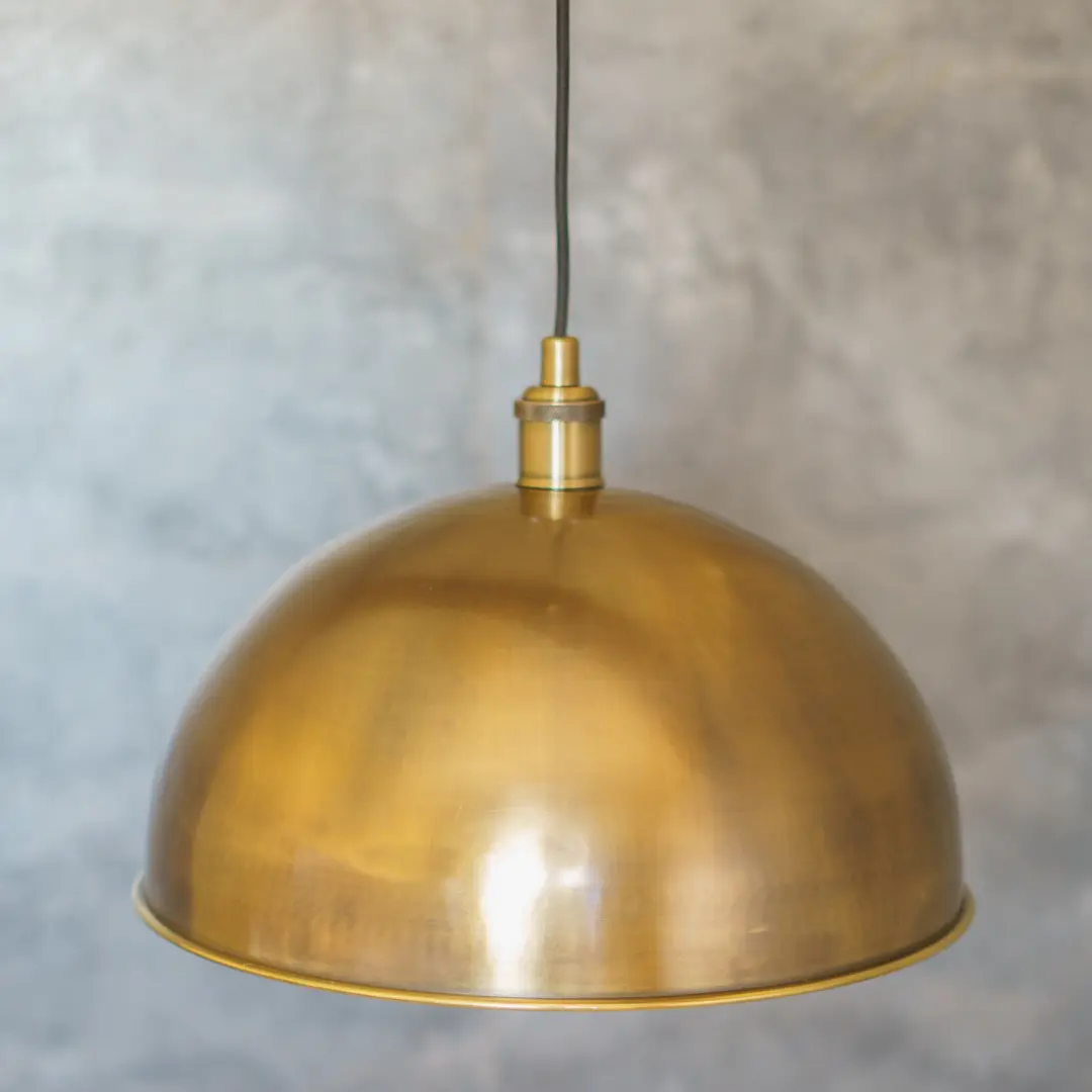 Close-up of oil rubbed bronze dome pendant