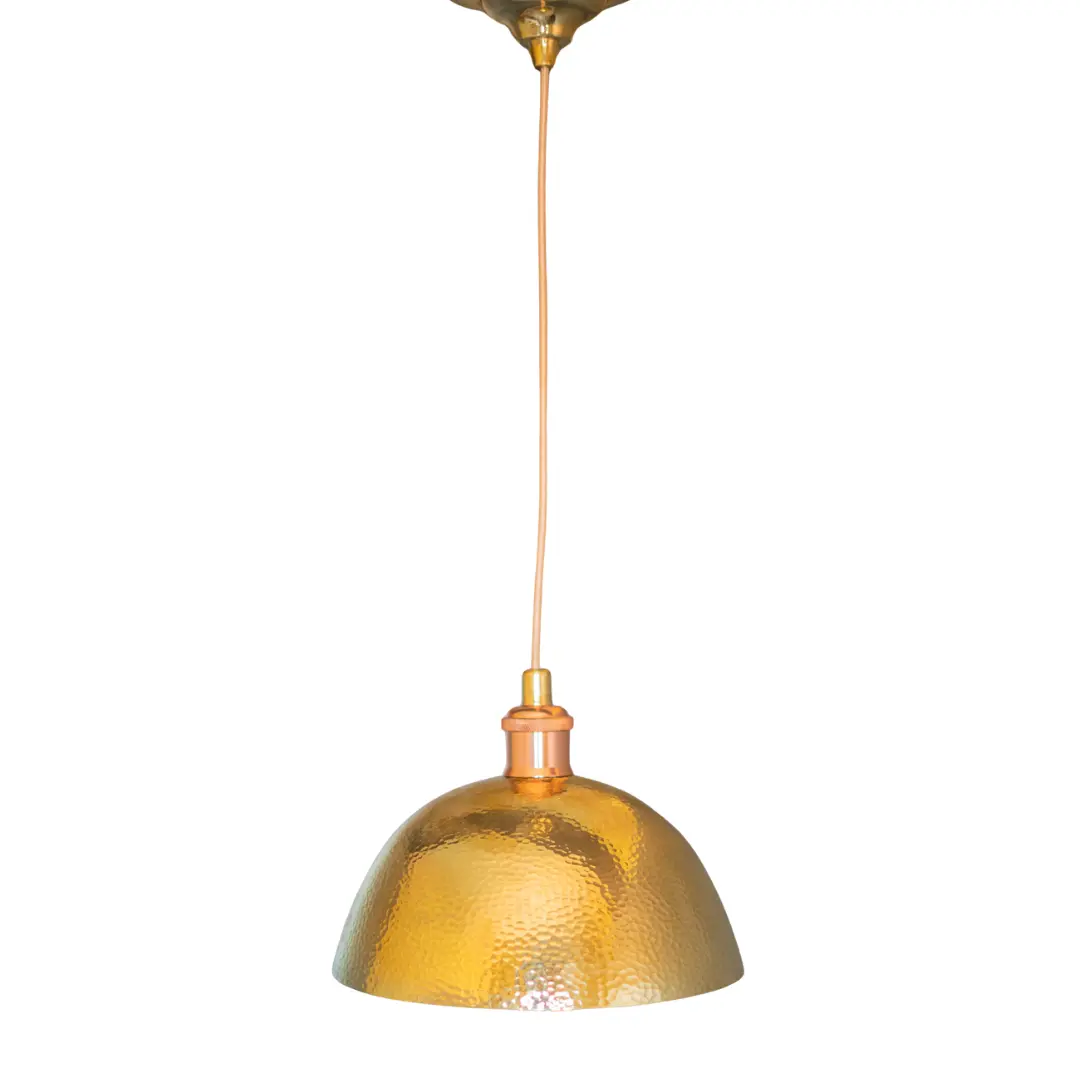 9 Hammered Brass Pendant Light