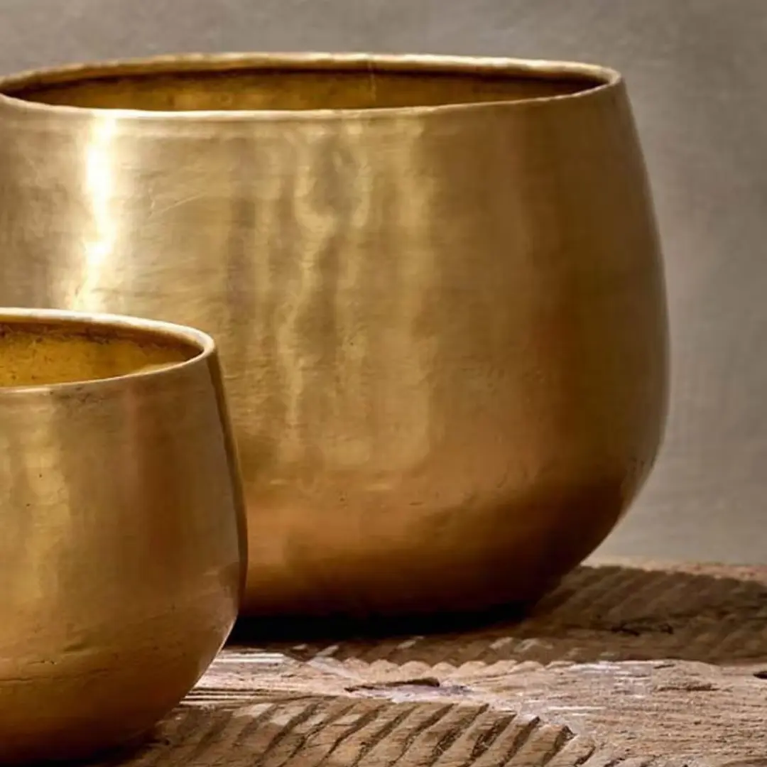 Brass planter close-up