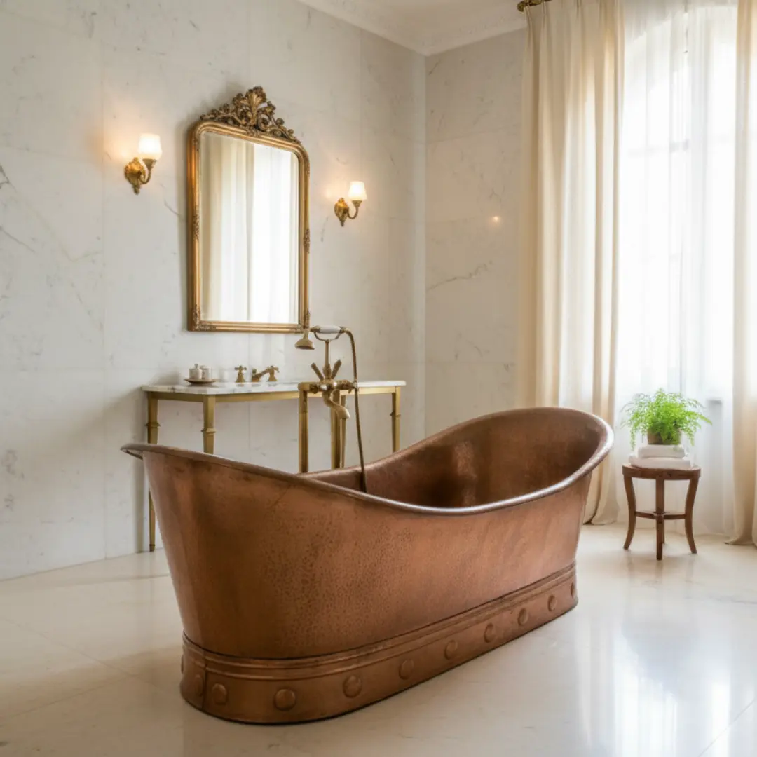 Vintage Copper Bathtub – Handcrafted in Marrakesh