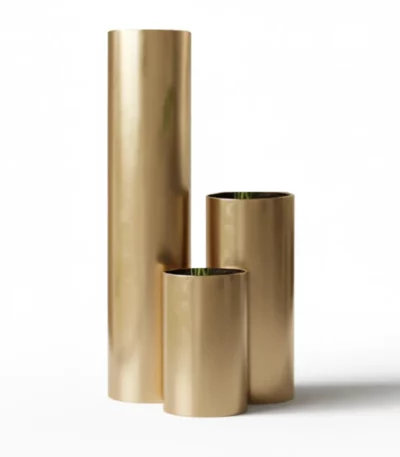 Modern Brushed Brass Planter Cylinder