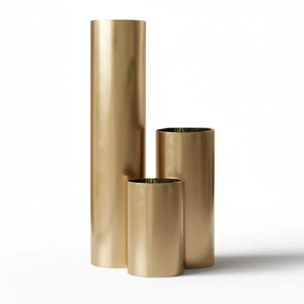 Modern Brushed Brass Planter Cylinder