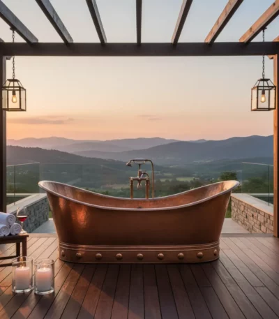 Vintage Copper Bathtub | Freestanding Hammered Tub