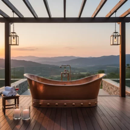 Vintage Copper Bathtub | Freestanding Hammered Tub